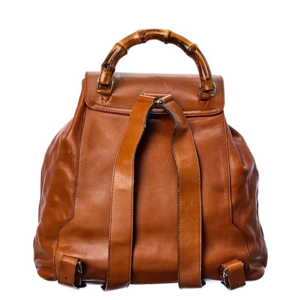 Gucci Brown Lambskin Leather Bamboo Backpack (Authentic Pre-Owned) - Picture 2 of 5
